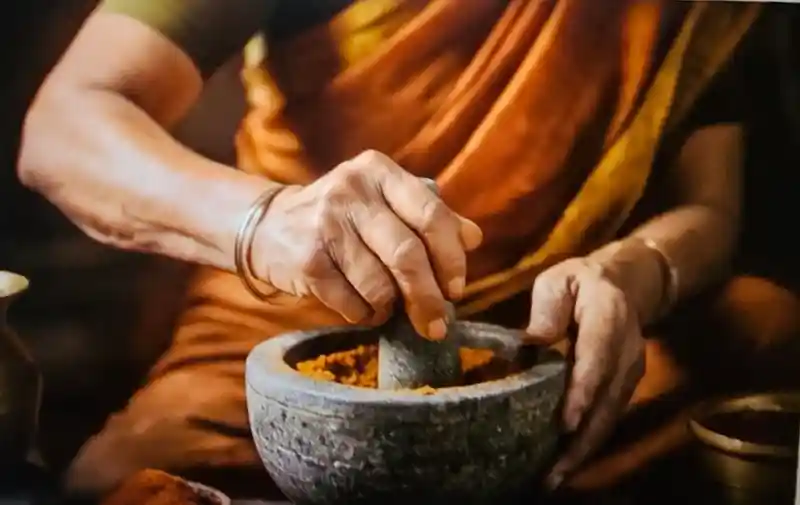 Traditional Udupi spice preparation — family kitchen heritage since 1970